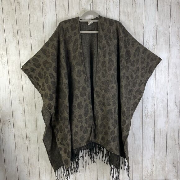 Woolrich Shawl Women’s One Size Leopard Animal Print Fringe Wrap - Picture 1 of 7